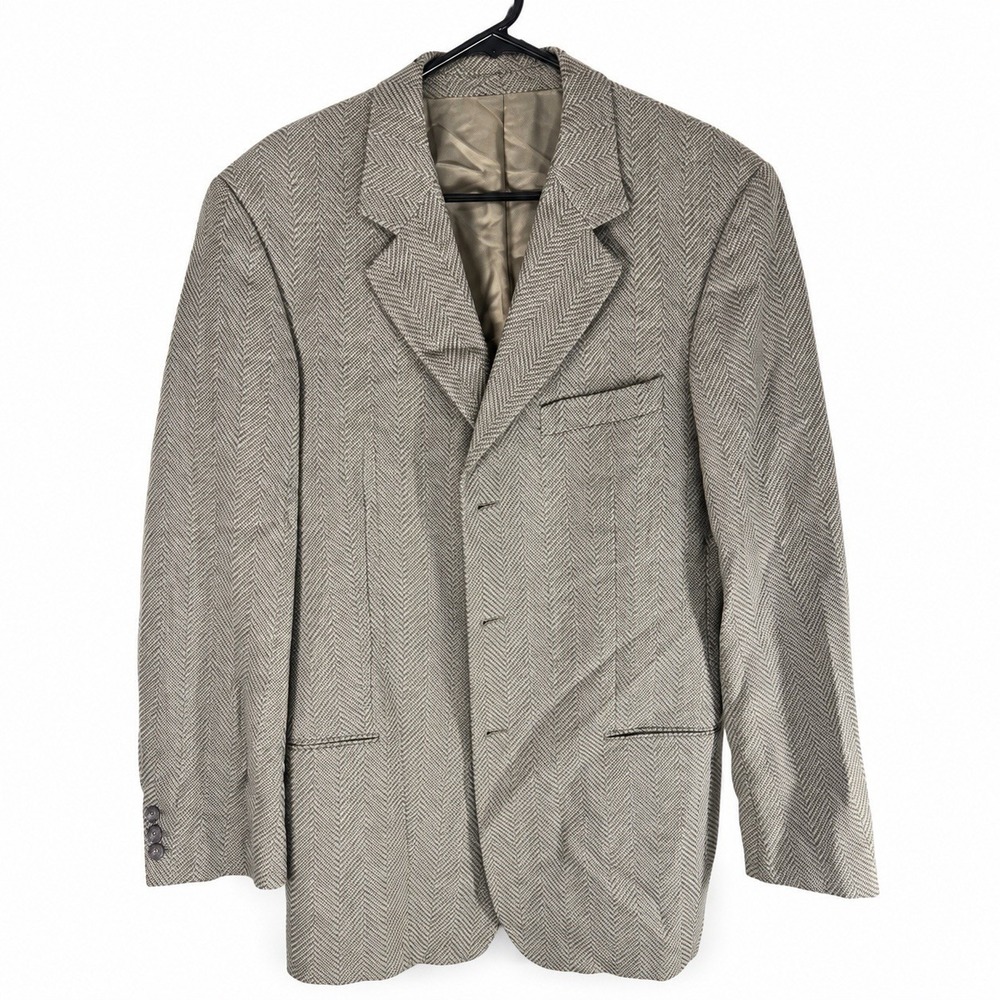Hugo Boss Saks Fifth Avenue Mens Wool Sport Coat Blazer 40L Herringbone